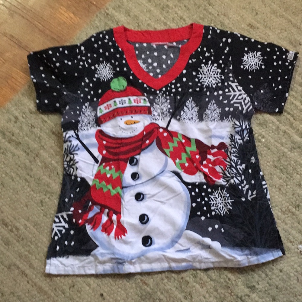 Women’s M scrub top Christmas-snowman